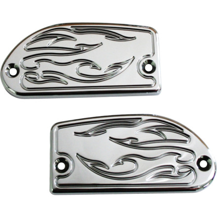 baron custom accessories brake & clutch master cylinder covers - flame