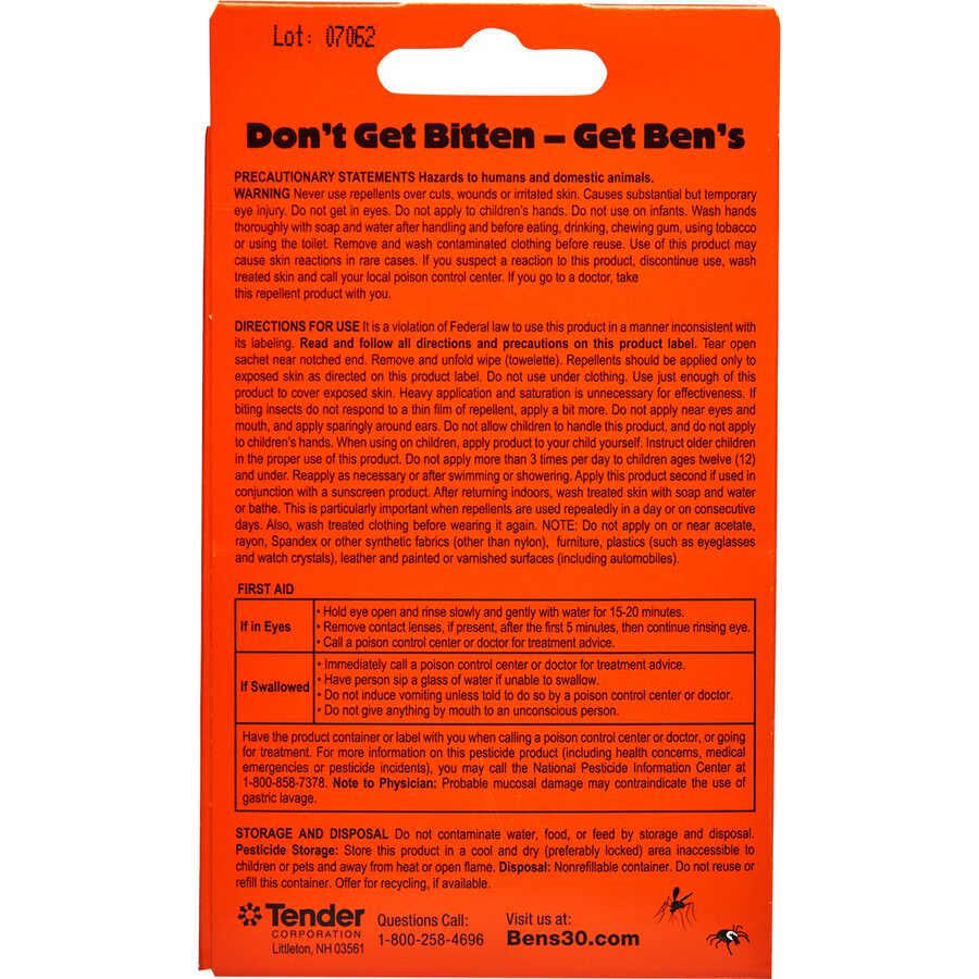 ben's 30% tick & insect repellent wipes 3 ben's 30% tick & insect repellent wipes
