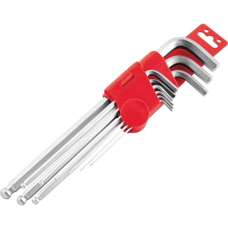 bikemaster 9-piece long ball end hex wrench set and holder