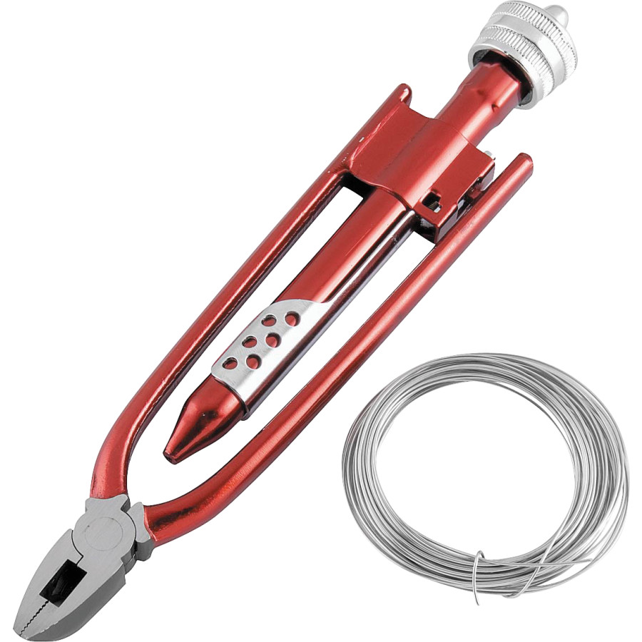bikemaster safety wire pliers with 25' stainless wire