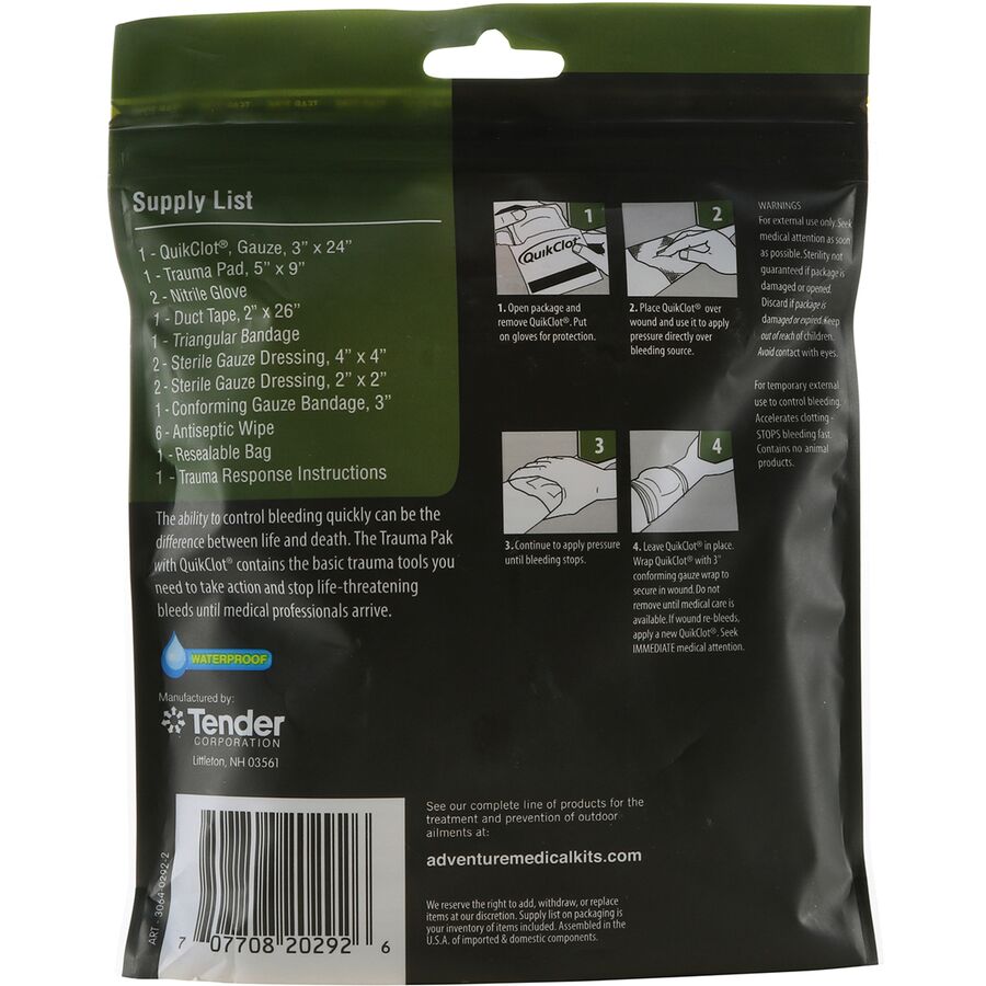 adventure medical kits quikclot trauma pak