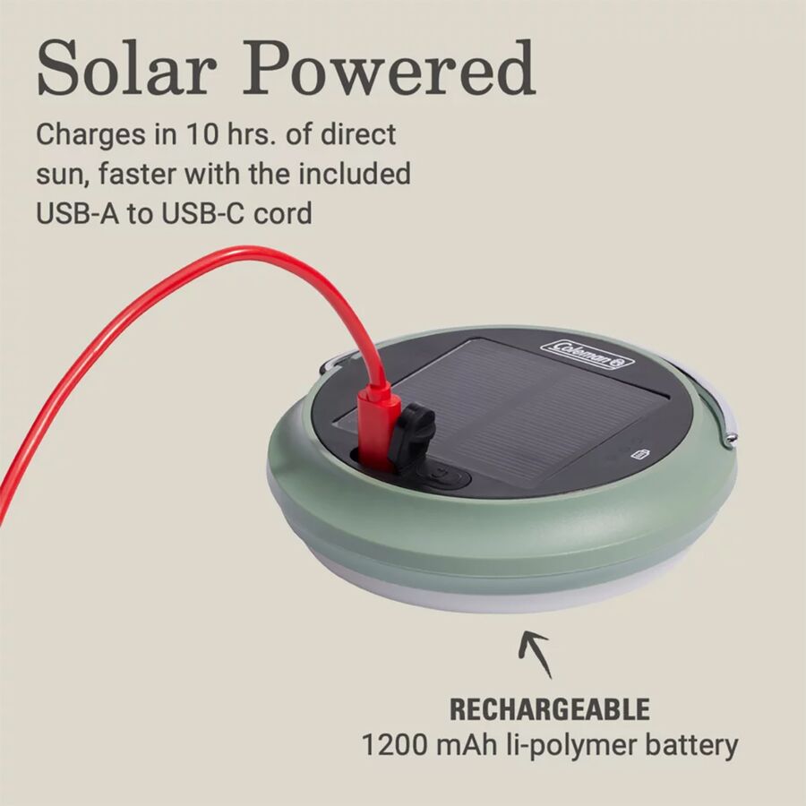 coleman solar 200lm camping lantern