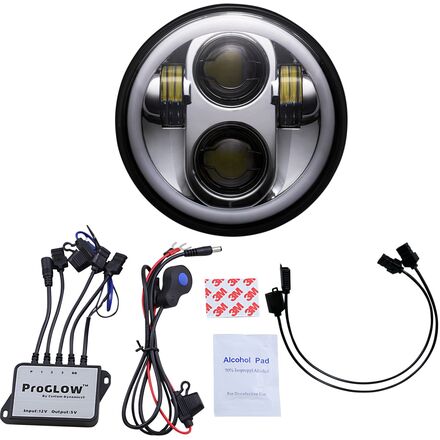 custom dynamics proglow halo 5.75in headlight with bluetooth control kit