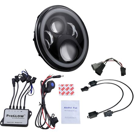 custom dynamics proglow halo 7in headlight with adapter and bt control kit