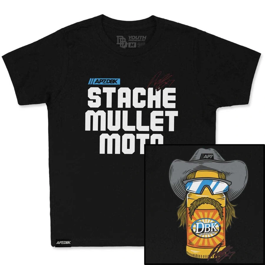 dirt bike kidz youth stache mullet moto t-shirt