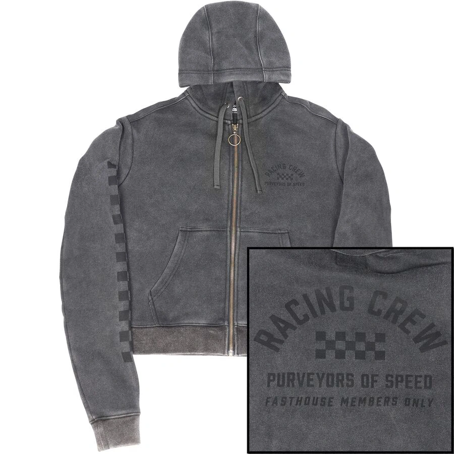 fasthouse women's discord overdyed heavyweight crop zip hoody